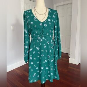Miami Francesca's Green Floral A-Line Dress